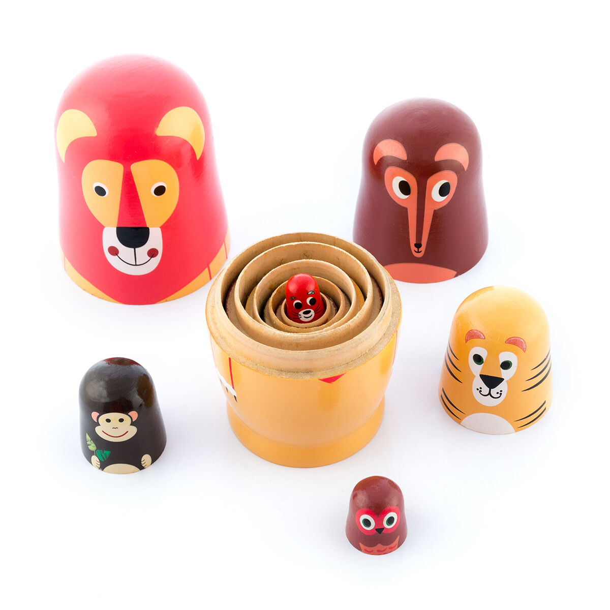 Matryoshka dyrefigurer i træ Funimals InnovaGoods 11 Dele